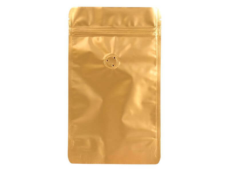 Doypack sáček s ventilem 130*225 mm, 150 g, zlatý mat, 100 ks