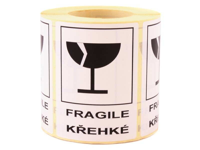 Levně Samolepící etikety KŘEHKÉ 68*45 mm, role 500 etiket