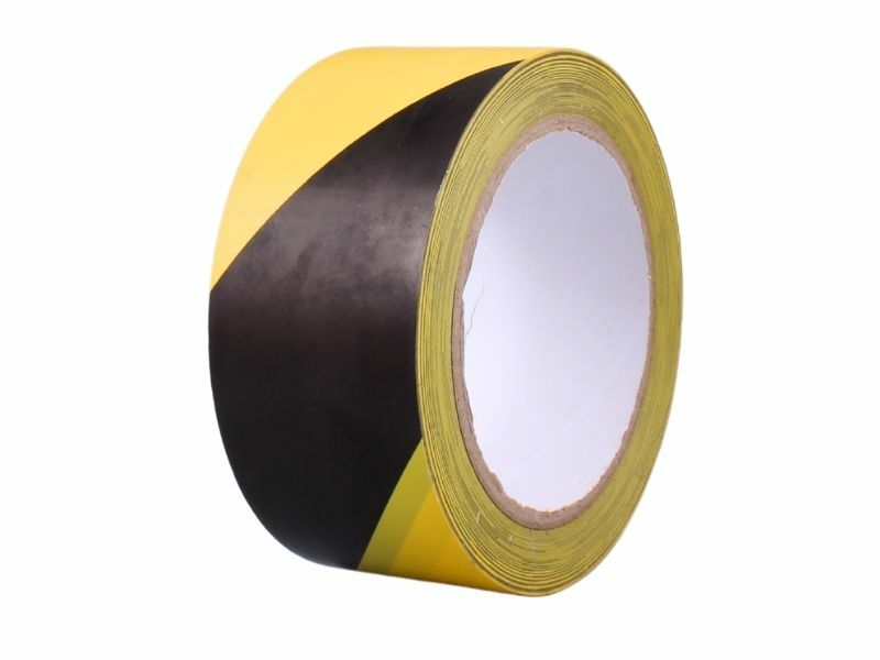 Podlahová výstražná lepící páska PVC, žlutočerná, 50 mm*30 m
