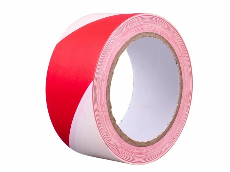 Podlahová výstražná lepící páska PVC, bíločervená, 50 mm*30 m