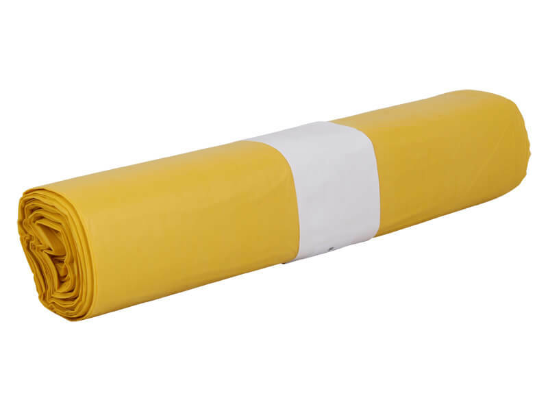 Odpadkové pytle LDPE 60l, 60*70 cm, žluté, role 50 ks