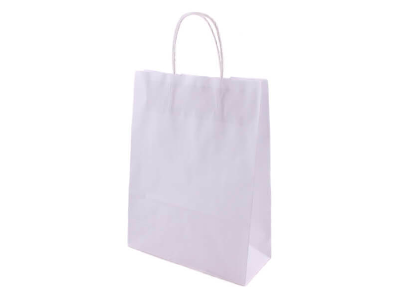 Taška 24*11*33 cm, kroucené držadlo, bílý recykl 100 g