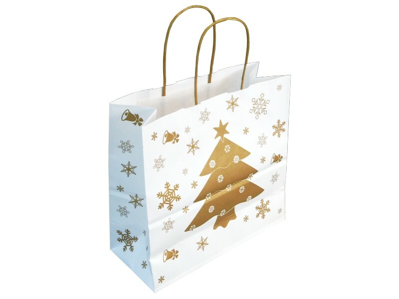 Dárková vánoční taška 25*11*24 cm, bílý sulfátový papír 120 g