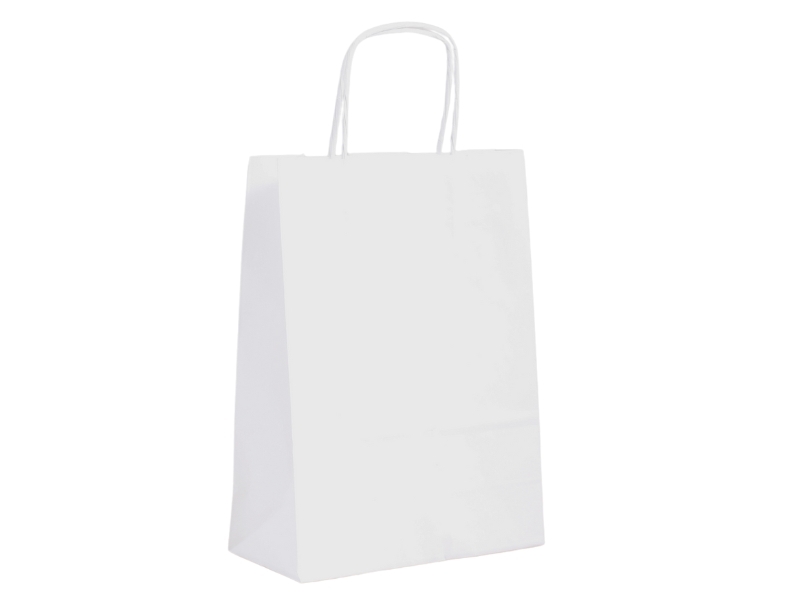 Taška 18*8*24 cm, bílý kraftový papír 80 g
