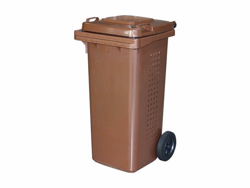 TAVOBAL Plastová popelnice 120 l, hnědá na BIO odpad, primární materiál