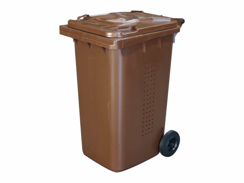 TAVOBAL Plastová popelnice 240 l, hnědá na BIO odpad, primární materiál