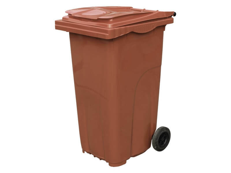 TAVOBAL Plastová popelnice 240 l, hnědá, s kolečky