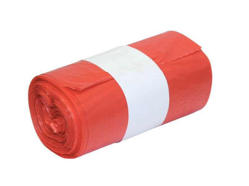 Odpadkové pytle HDPE 30 l, 50*60 cm, role 25 ks, červené