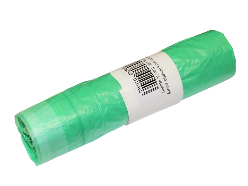 Levně Odpadové pytle LDPE 60 l, 60*80 cm, zatahovací, zelené, role 10 ks