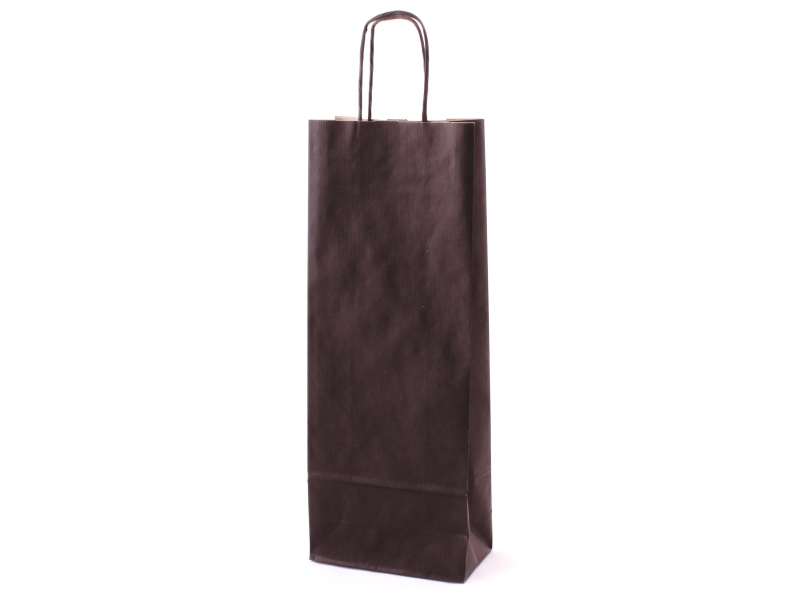 Papírová taška na láhev, víno, 15*8*40 cm, černá