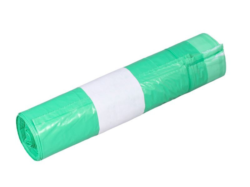 Odpadové pytle HDPE 60 l, 60*80 cm, zatahovací, zelené, role 10 ks