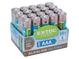 Baterie alkalické, 20 ks, 1,5V AAA (LR03), mikrotužkové Extol 42012