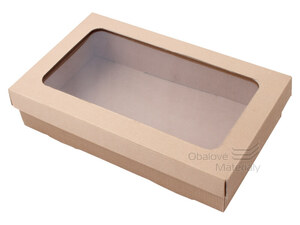 Dárková krabička s víkem a okénkem, 400*250*90 mm