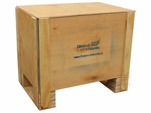 Dřevěný box S2 - 608*408*512mm, skládací bedna s ližinou, překližka
