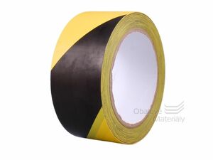 Podlahová výstražná lepící páska PVC, žlutočerná, 50 mm*30 m