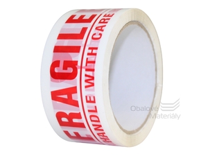Lepící páska 48mm*66m, s potiskem FRAGILE červeno-bílá