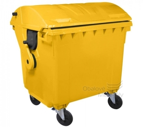 Plastový kontejner 1100 l, kulaté víko, žlutý