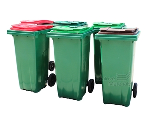 Plastová popelnice 120 l, různé barvy, s kolečky - 2. jakost