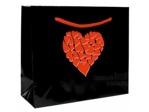 Papírová dárková taška s motivem srdce, 21*8*18 cm