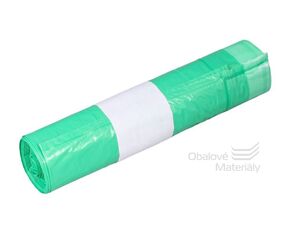 Odpadové pytle HDPE 60 l, 60*80 cm, zatahovací, zelené, role 10 ks