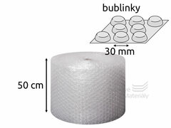 Bublinková fólie - velké bubliny, průměr 3 cm, role 50cm*50m