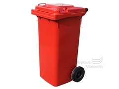 Plastová popelnice 120 l, červená, s kolečky