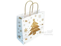 Dárková vánoční taška 25*11*24 cm, bílý sulfátový papír 120 g