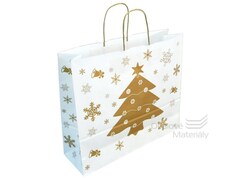 Dárková vánoční taška 42*13*37 cm, bílý sulfátový papír 120 g