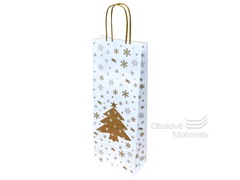 Taška na víno vánoční 15*8*39,5 cm, bílý sulfátový papír 120 g