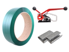 Sada PET vázací pásky, páskovače a ocelových spon, šíře 16 mm