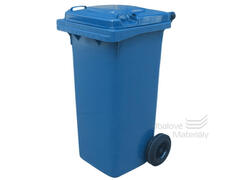 Plastová popelnice 120 l, modrá, s kolečky