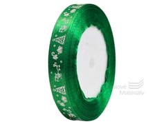 Stuha dárková zelená s motivem, 12mm*22m