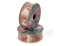 Stuha dárková zlatá, 25mm x 2,7m, různý motiv