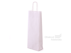 Papírová taška na láhev, víno, 14*8*39 cm, bílá