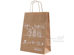 Taška vánoční, Ptáčci 24*11*33 cm, hnědý kraftový papír 90g