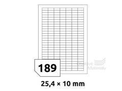 Samolepící etikety Rayfilm 25,4*10 mm, 189et./A4, 100 archů