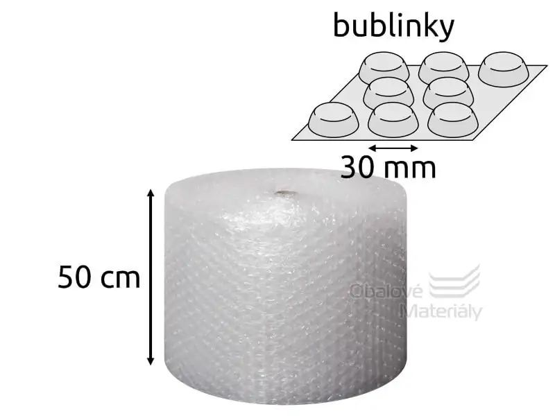 Bublinková fólie - velké bubliny, průměr 3 cm, role 50cm*50m