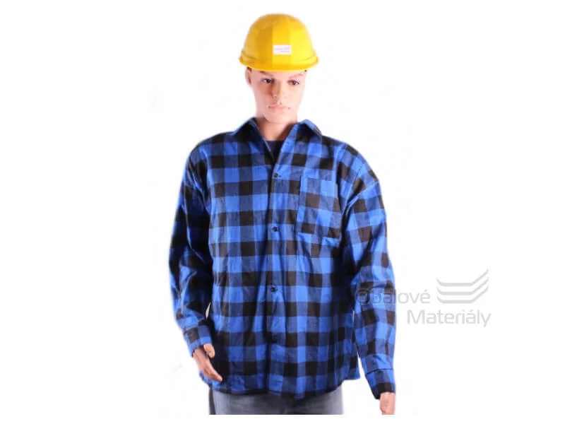 Pracovní košile flanelová s dlouhým rukávem, modro-černá, velikost M