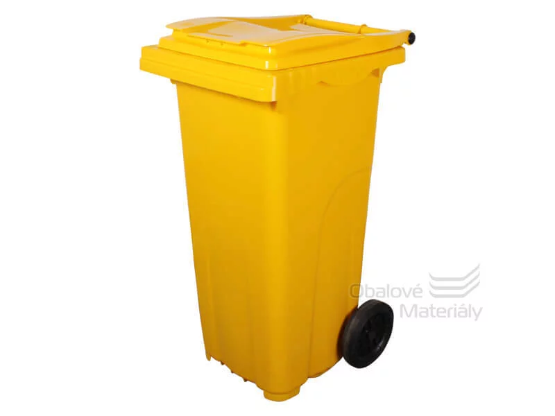Plastová popelnice 120 l, žlutá, s kolečky
