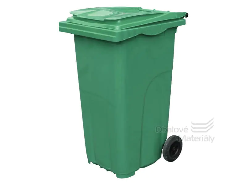 Plastová popelnice 240 l, zelená, s kolečky