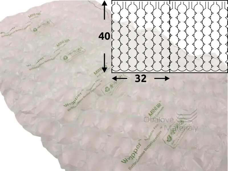 Folie HDPE na vzduchové polštářky Bubble PA2, 400*320 mm, 550 m